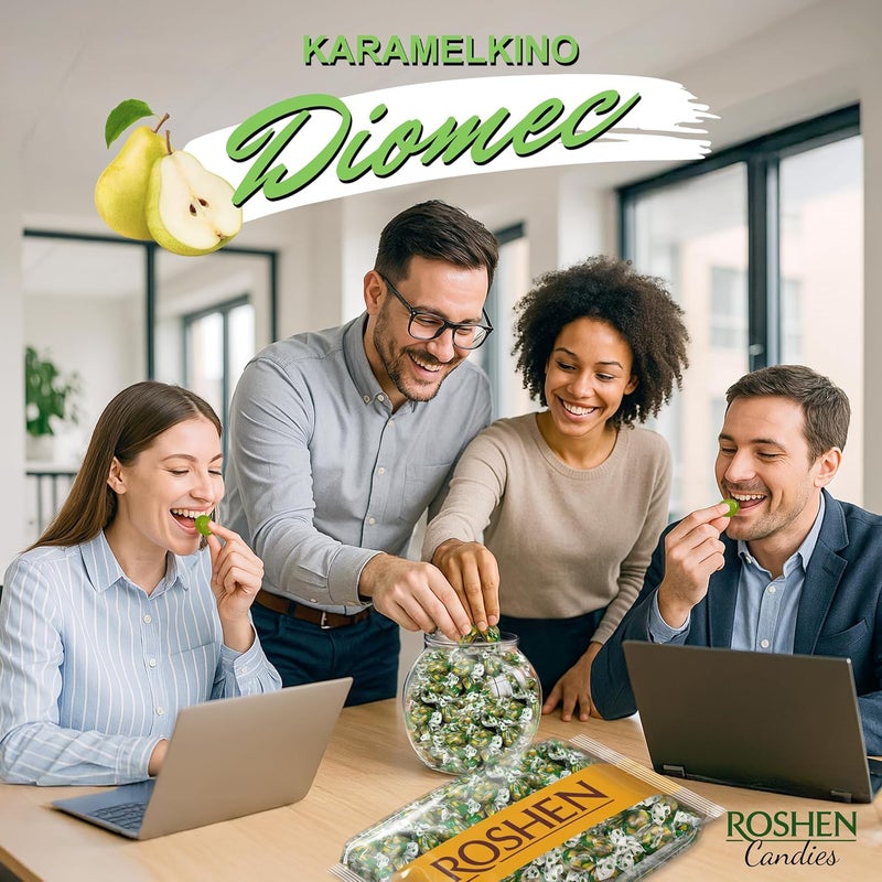 Roshen حلوى روشن دوقة الكمثرى الصلبة، كوشير وحلال، 1 كجم حلوى بالجملة - Image 3